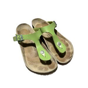 Birkenstock Gizeh Patent Leather Lime Green Thong Sandals Women's Size 40